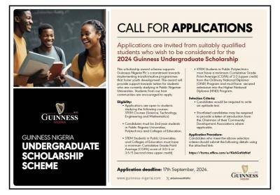 Guinness Nigeria Undergraduate Scholarship Scheme 2024 for Nigerian Students