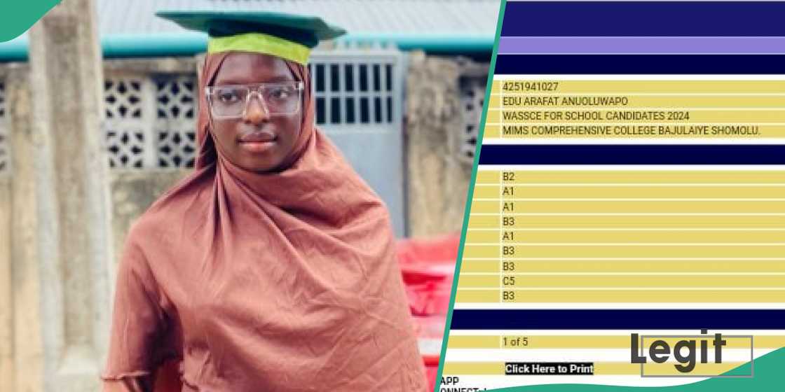 WAEC result of girl who changed department 2 times in senior secondary class surfaces online