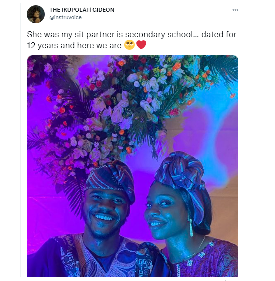 Man weds his secondary school seat partner after 12 years of dating