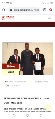 EKSU honours outstanding alumni corp members