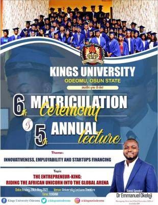 Kings University announces 6th matriculation ceremony & 5th annual lecture