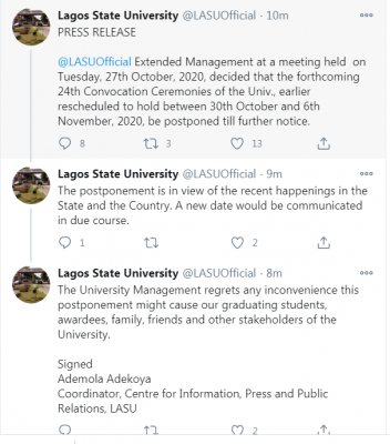 LASU reschedules 24th convocation ceremony