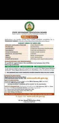 Akwa Ibom State secondary school teachers recruitment