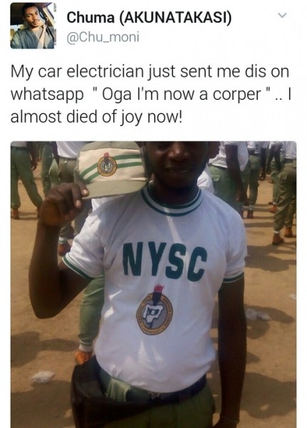 Car Electrician Amazed His Boss With His Nysc Picture