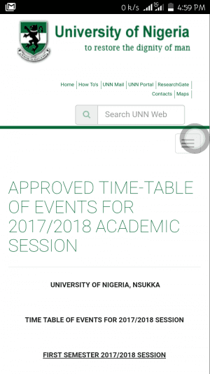 UNN Academic Calendar 2017/2018 Published