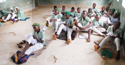 Bauchi Secondary Students Sitting On The Floor To Learn