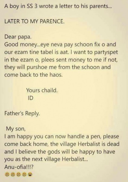 Hilarious Letter From A Son To His Father