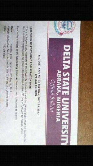 DELSU 2017/2018 Admission Screening Date & New Registration Deadline Announced