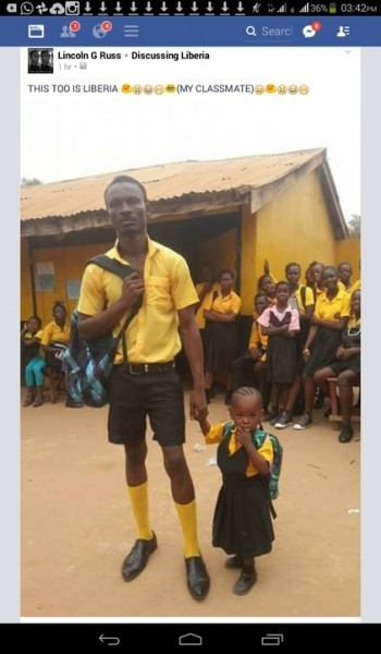 See A Photo Of A Liberia Man Who Decided To Go Back To Primary School.