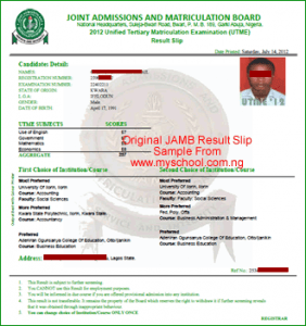 Original JAMB Result Slip for all 2014 Post-UTME - Now Available