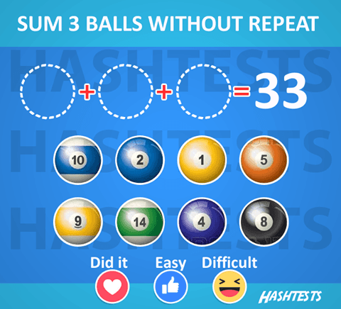 Sum Three Balls Without Repeating A Number.