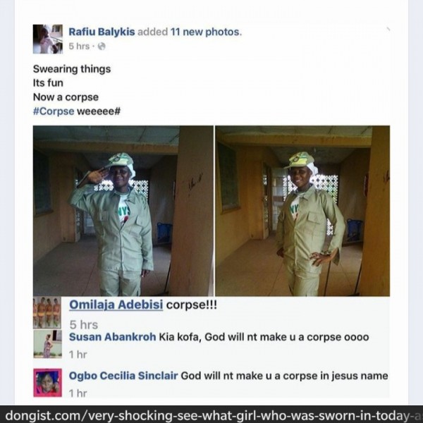 See What This Corper Said On Being Sworn Into The NYSC