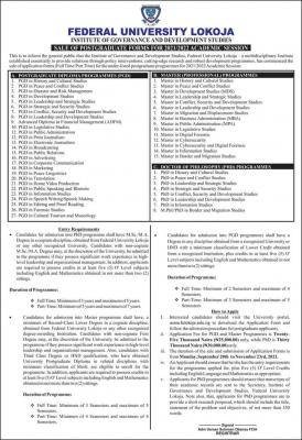 FULOKOJA Institute of Governance and Development Studies Postgraduate admission