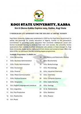 Kogi State University, Kabba Post-UTME 2024: Cut-off mark, Eligibility and Registration Details