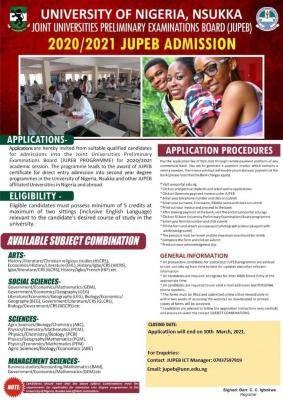 UNN extends JUPEB application deadline for 2020/2021 session