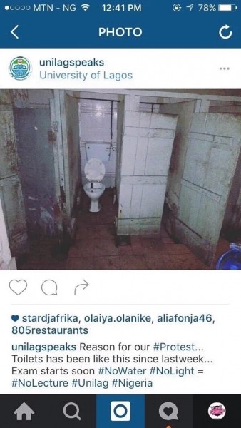 UNILAG Students Protest Bad Toilets, No Electricity.........