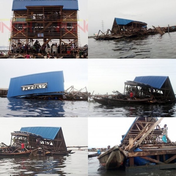 After Heavy & Torrential Rainfall Makoko Lagos Floating School Collapses