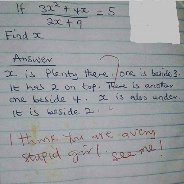 Funny!!! See How A Student Solved This Mathematical Equation