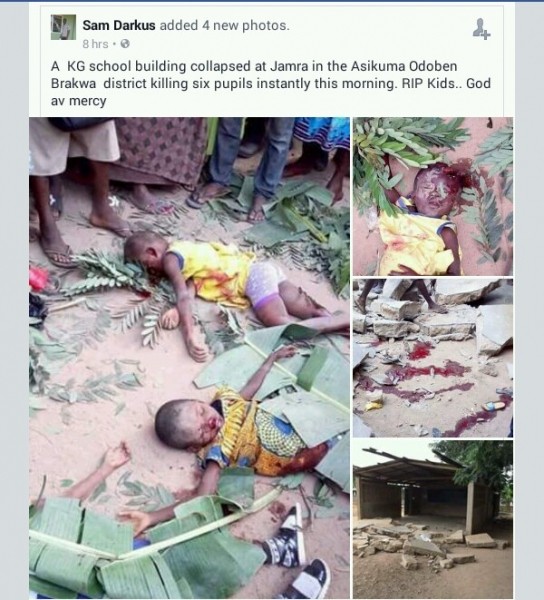 Tragic!!! School Collapses In Ghana Killing 6 Pupils