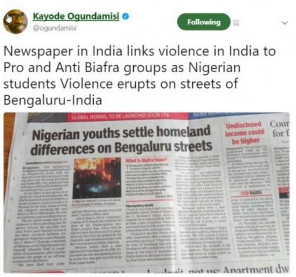 Nigerian Students Clash In Indian Due To Biafra Saga