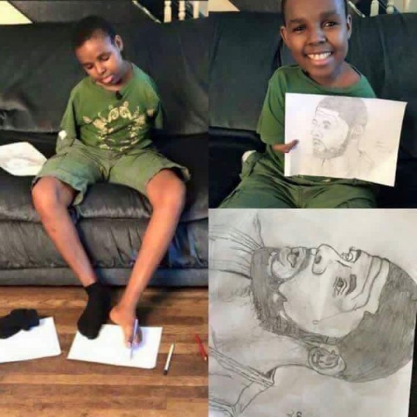 See This Amazing Artwork Made By A Boy Who Has No Hands