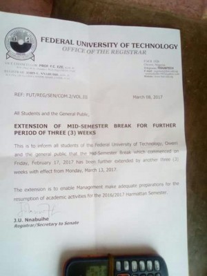 FUTO Extends Mid-semester Break