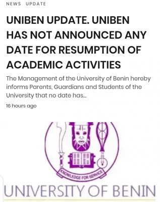 UNIBEN disclaimer notice on resumption date