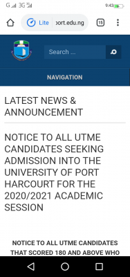 UNIPORT announces 2020 Post-UTME screening cut-off score