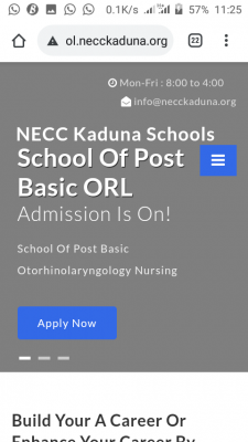 NECC Kaduna Post Basic ORL/ENT Nursing Form 2020/2021