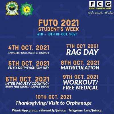 FUTO 2021 SUG week events