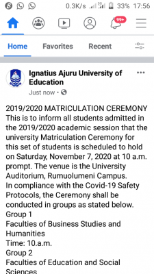 IAUE Update on Matriculation Ceremony for 2019/2020 session