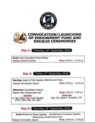 GOMSU announces 14th convocation ceremony