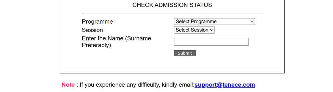 ESUT's admission status checker for ICS, ESPLE and Sandwich students