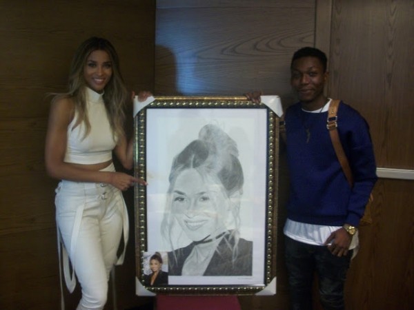 Ciara Meets Nigerian Student Who Did An Artwork Of Her In Lagos