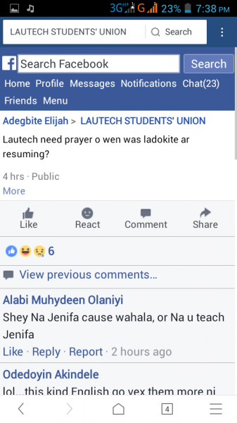 Funny!!! See What This LAUTECH Student Posted On Facebook