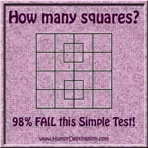 Simple Test!!! How Many Squares Can You See In This Picture??