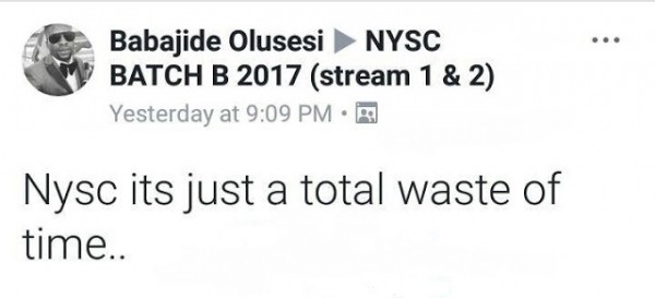 "NYSC Is a Total Waste of Time" - Corp Member. What Is Your Opinion?