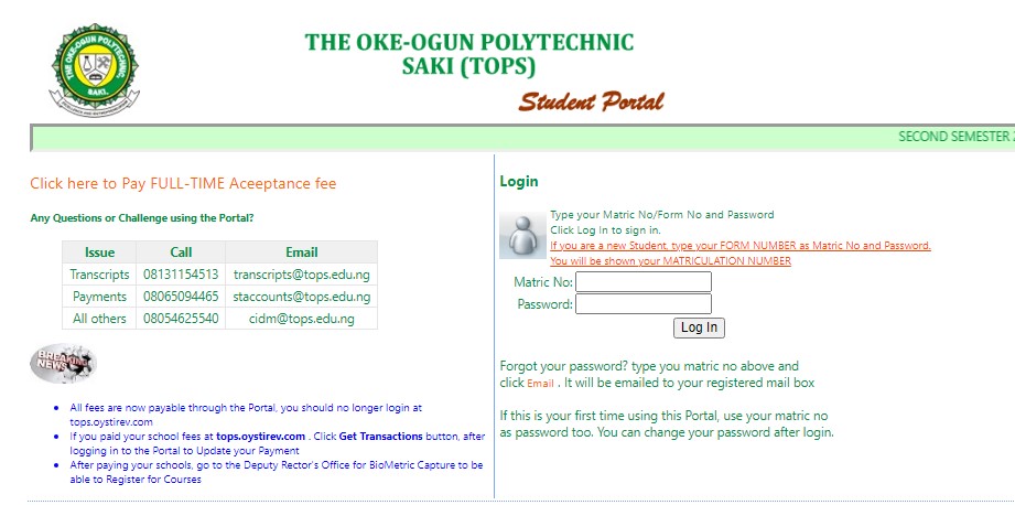 TOPS Login Portal