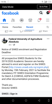 FUNAAB notice to students on SIWES enrolment and deadline