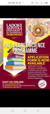 LAUTECH Pre-Degree Admission 2021/2022 session