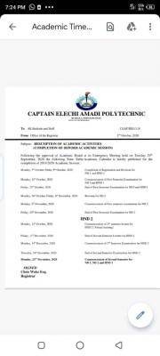 Captain Elechi Amadi Polytechnic resumption and revised academic calendar