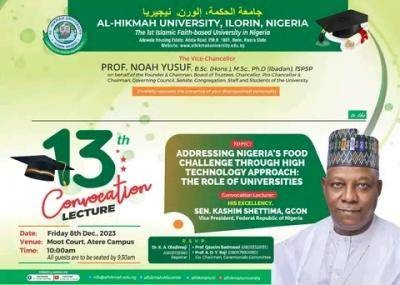 Al-Hikmah University announces 13th Convocation Lecture