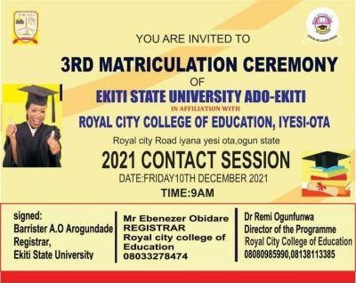 Royal City College of Education (EKSU Affiliated) 3rd matriculation ceremony