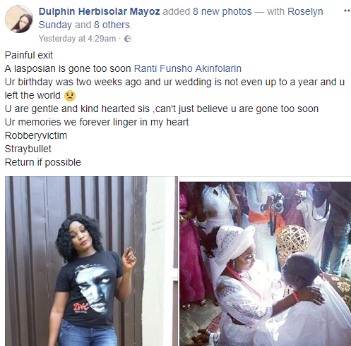 Photos Stray bullet kills LASPOTECH graduate barely a year after her wedding