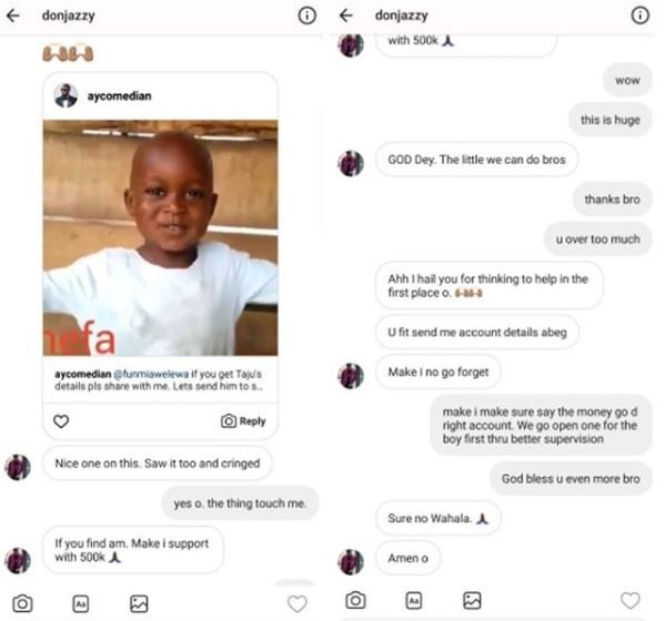 Don Jazzy donates 500k to send 5year old Taju in viral video to school