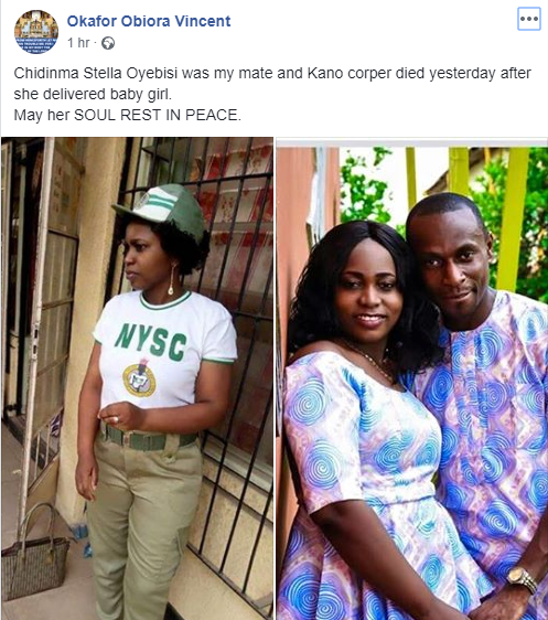 Sad Eight months after her wedding corps member dies minutes after welcoming baby girl photos