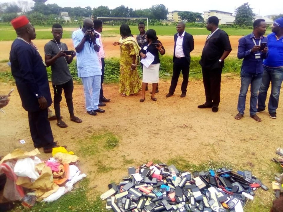 Exam malpractices Management of The Polytechnic Ibadan burns phones seized from students