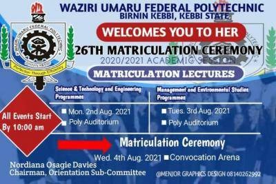 Waziri Umaru Federal Polytechnic announces 26th matriculation ceremony