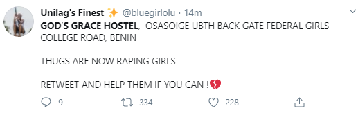 Hoodlums allegedly raping female students at hostel in Benin Broda Shaggi and others raise alarm