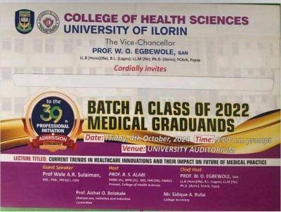 UNILORIN College of Health Sciences announces 39th induction ceremony of medical graduands